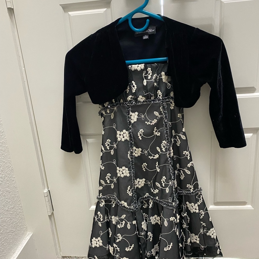 Isobella and Chloe dress with velvet shrug girls size 7